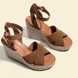 DOLCE VITA Pello Brown Suede Womens Espadrille Wedges Size 10